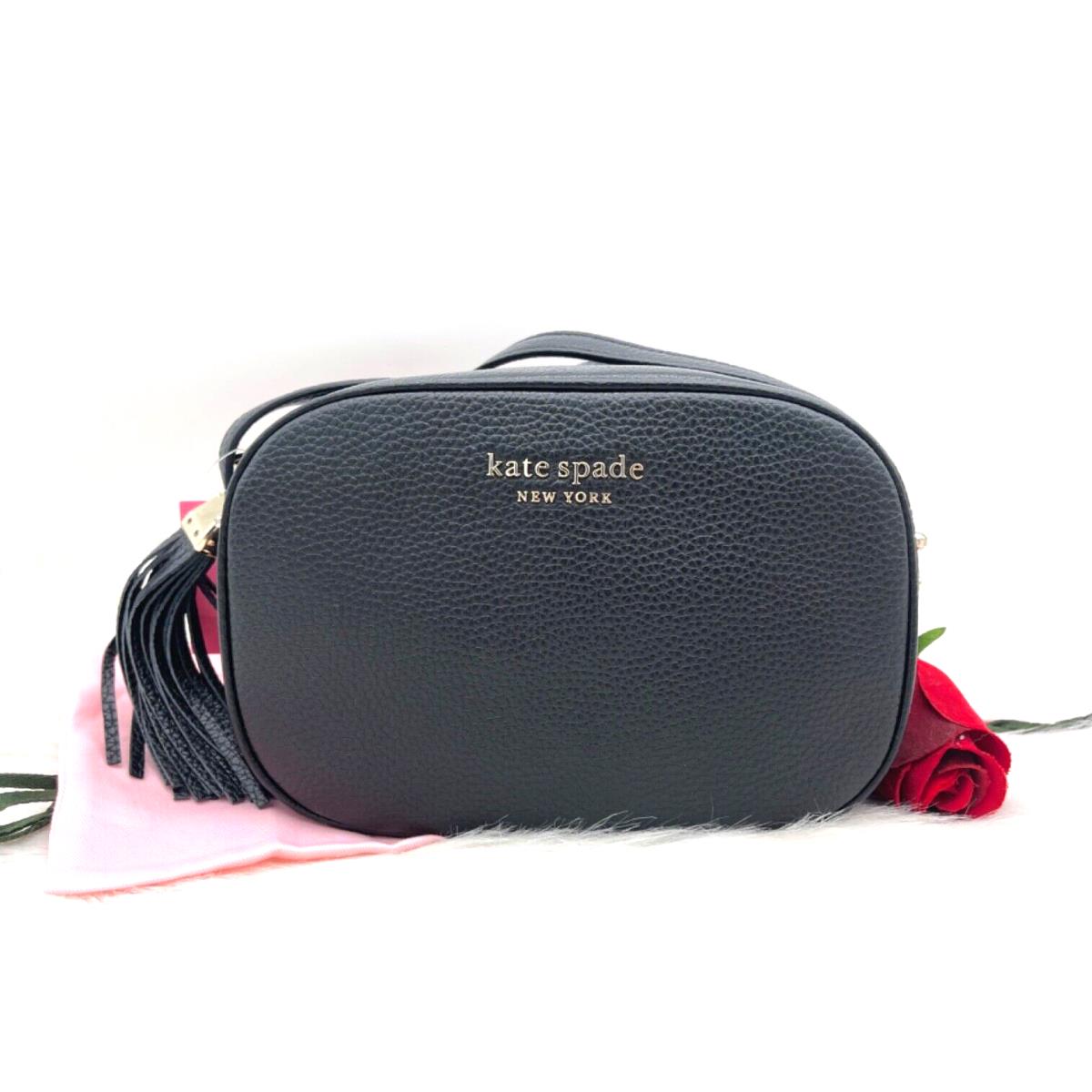 Kate Spade New York Annabel Black Pebbled Leather Camera Crossbody Bag