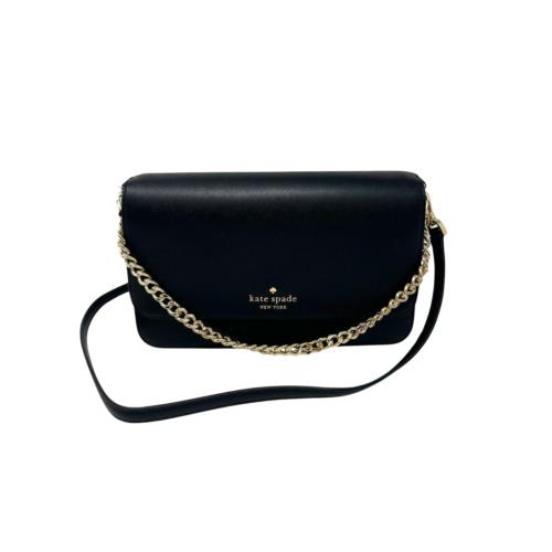 Kate Spade Madison Saffiano Leather Flap Crossbody Bag Black For Women New