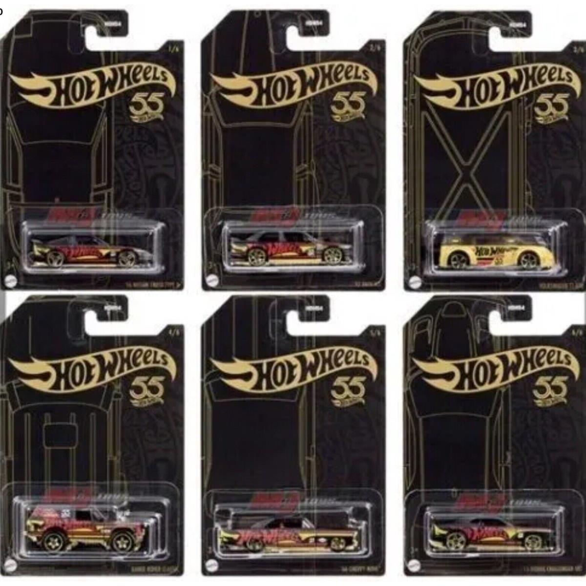 2023 Hot Wheels 55th Anniversary Pearl Chrome 6 Car Set IN Protector Packs