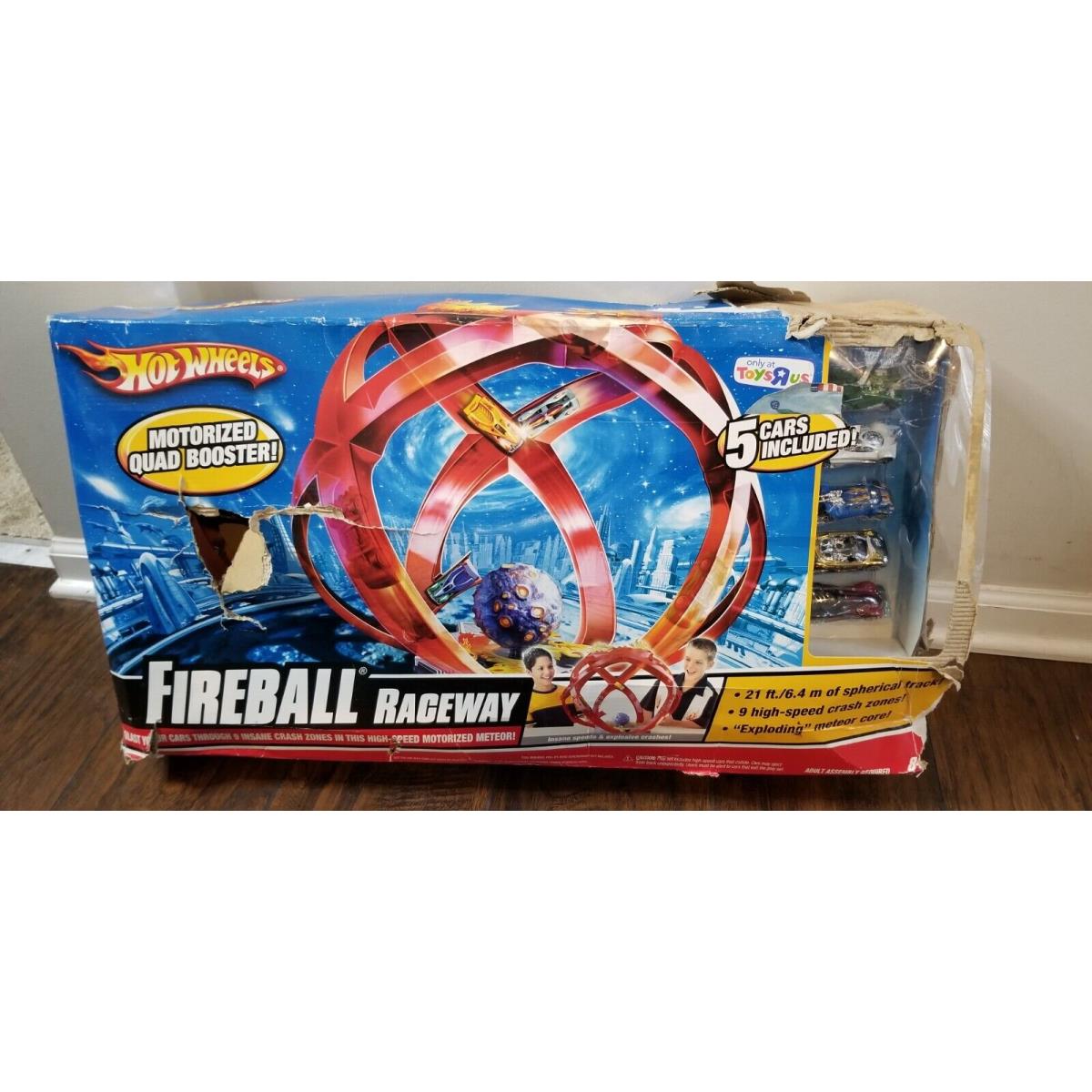 Hotwheels Fireball Raceway Playset 21` OF Spherical Track 5 Cars Included Read