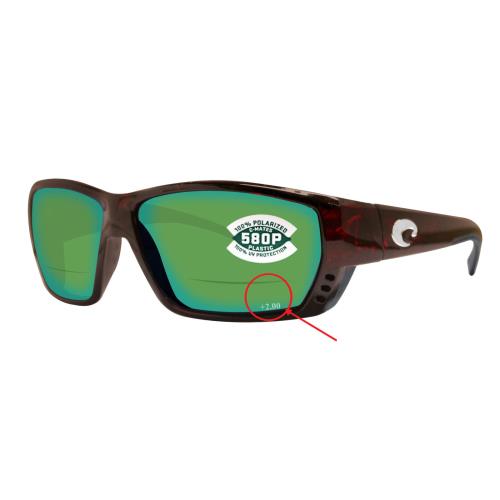 Costa Del Mar Tuna Alley Reader C-mate Tortoise Green Mirror 580 Plastic +2.0