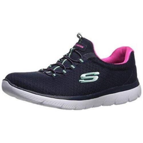 Skechers Women`s Summits Sneaker Navy/hotpink Size 10 US SKE-12980NVHP-100