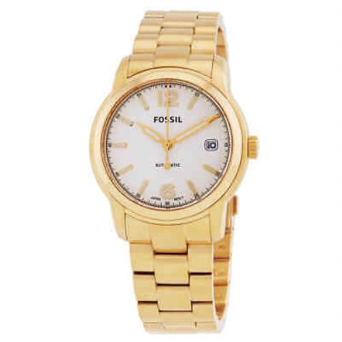 Fossil Heritage Automatic White Dial Unisex Watch ME3226 - Dial: White, Band: Gold-tone, Bezel: Gold-tone