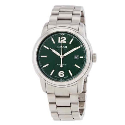 Fossil Heritage Automatic Green Dial Unisex Watch ME3224 - Dial: Green, Band: Silver-tone, Bezel: Silver-tone
