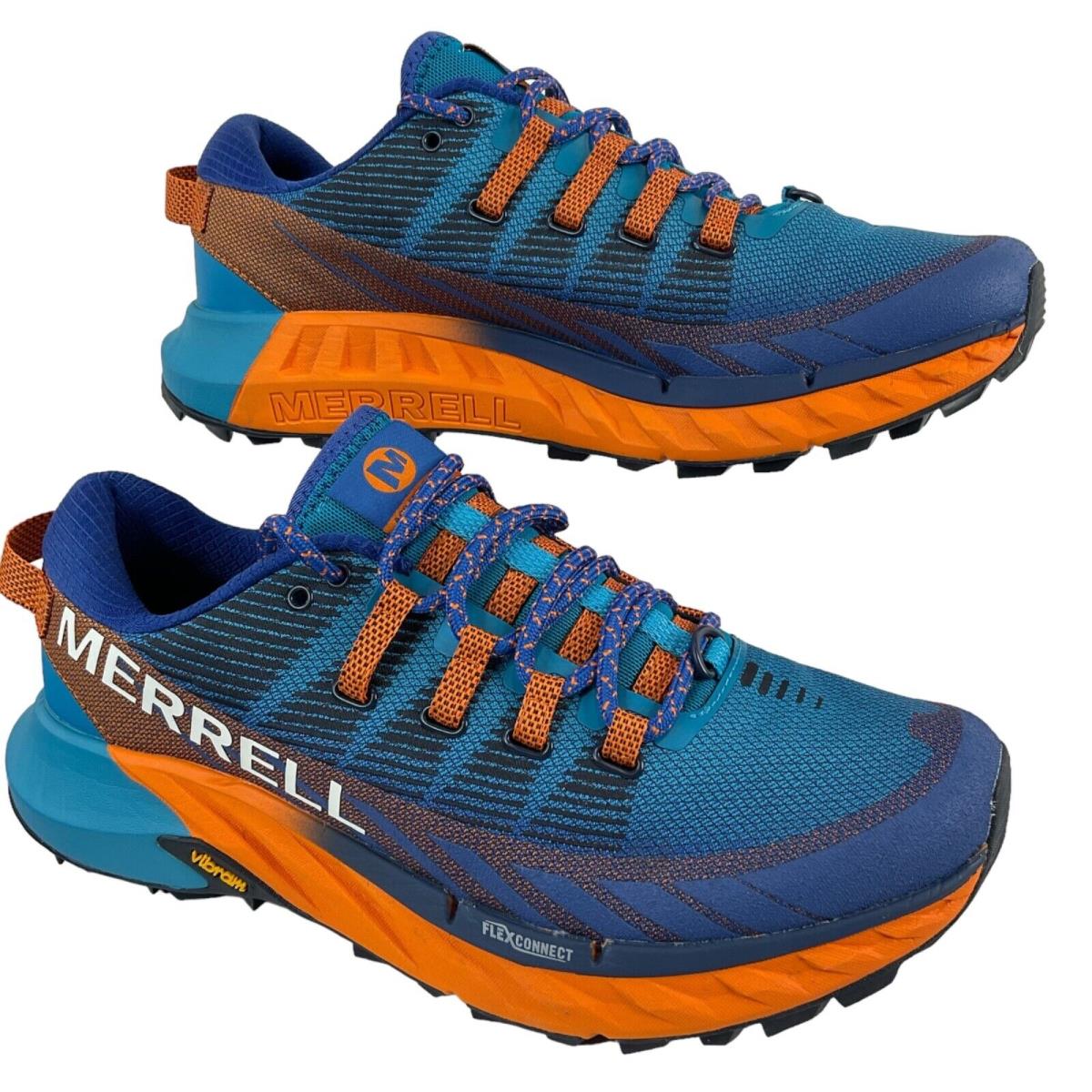 Merrell Shoes Mens Size 9 Blue Orange Agility Peak 4 Trail Running Cushion