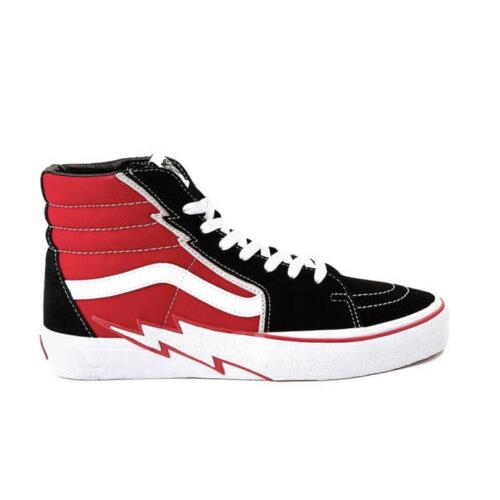 Vans SK8-Hi Bolt Sneakers Size Women 8 Men 6.5 High Top Shoes Black/red