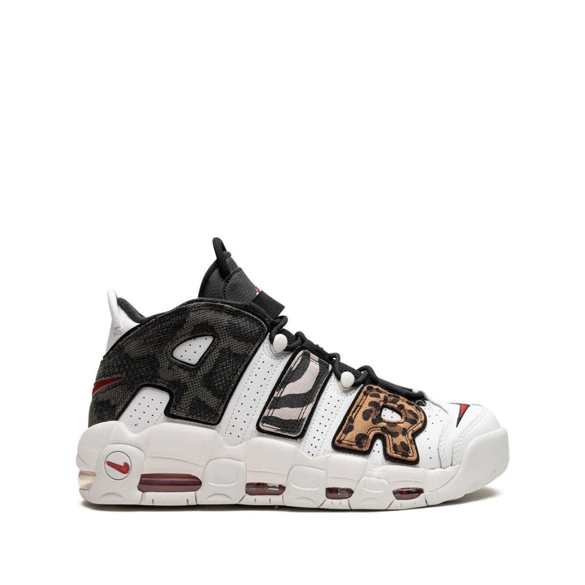 Nike Air More Uptempo Animal Print Youth Size 5.5 TO 6.5 Summit White - Summit White, University Red