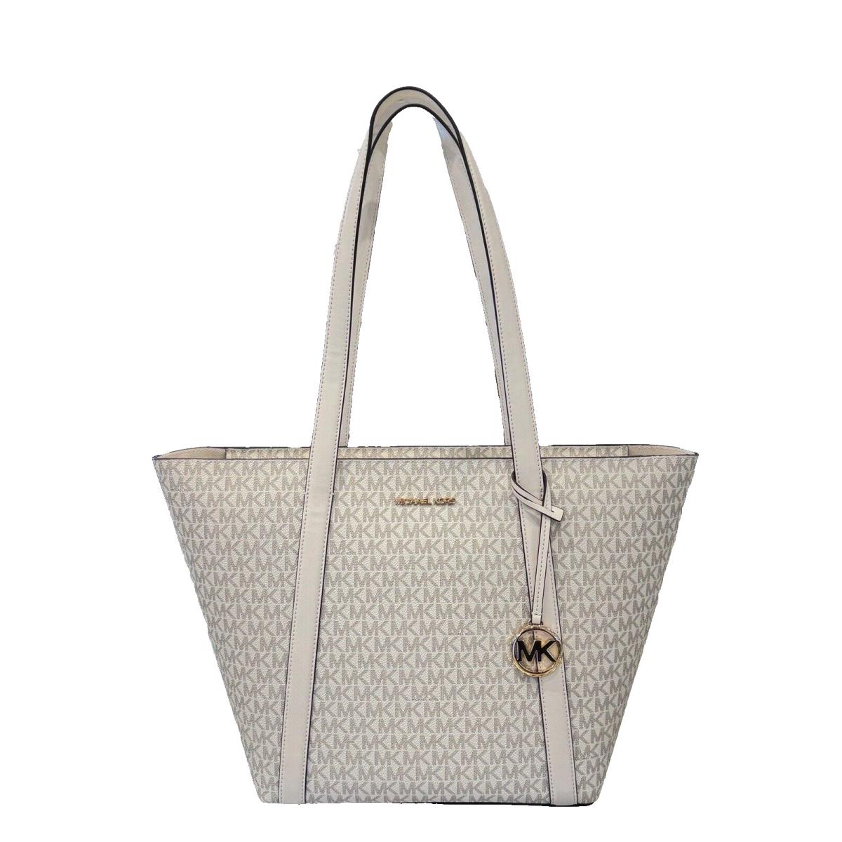 Michael Kors Pratt Large Top Zip Shoulder Tote Bag MK Light Cream Multi