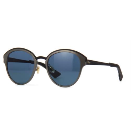 Christian Dior Sun Rco 9A Sunglasses Matte Dark Rust Black Frame Blue Lens