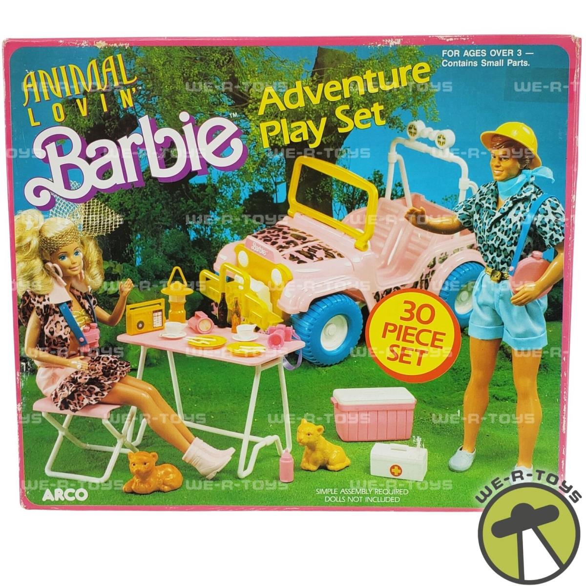 Barbie Animal Lovin` Adventure Play Set w/ Lion Tiger Cubs 1988 Arco 7351 Nrfb