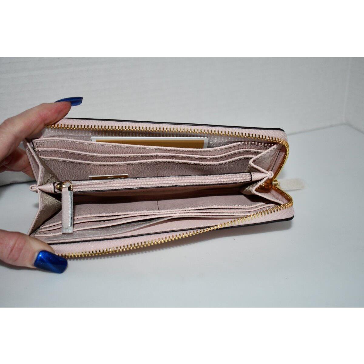 Michael Kors LG Saffiano Leather Quarter-zip Wallet in Powder Blush 35T6GTVE3L