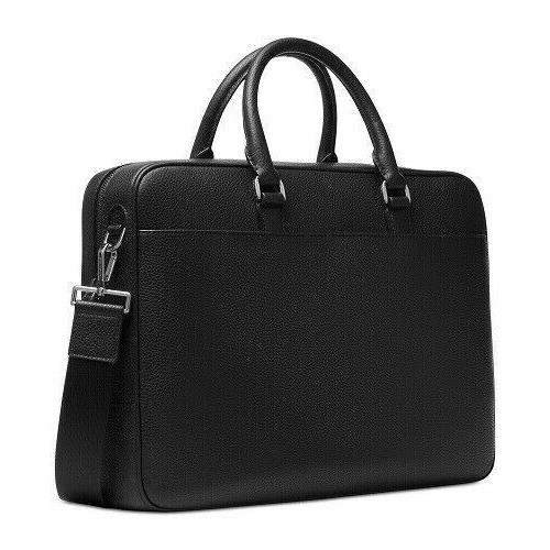 Michael Kors Mens Luxury Cooper Pebbled Leather Double-zipper Briefcase Black BN