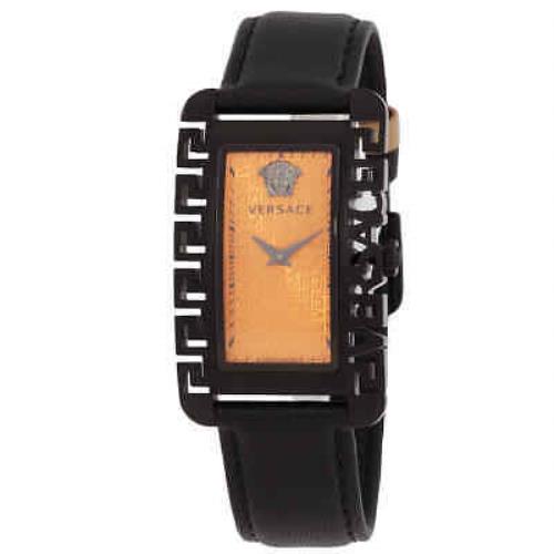 Versace Flair Gent Quartz Orange Dial Unisex Watch VE7D00123 - Dial: Orange, Band: Black, Bezel: Black IP