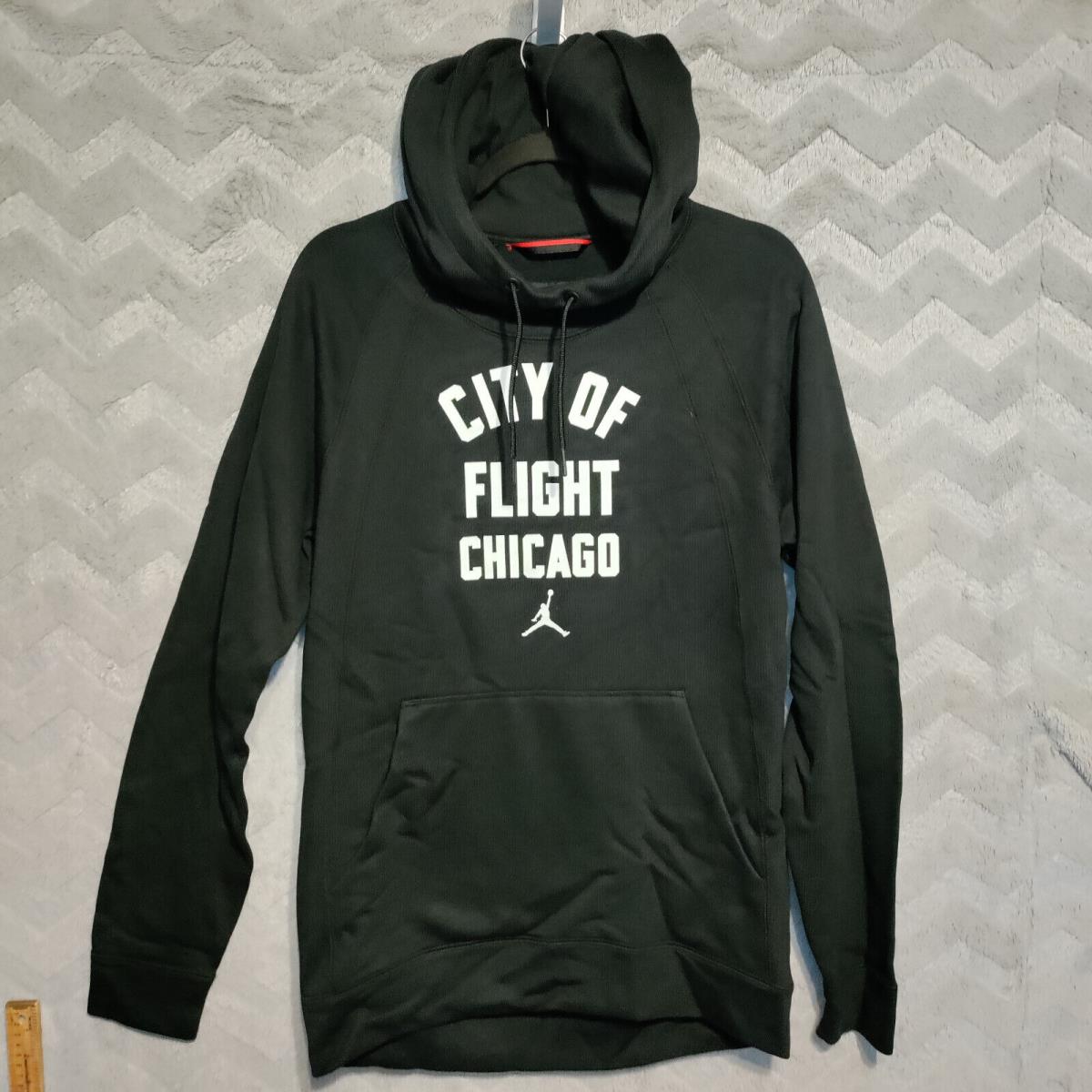 Nike Jordan City Of Flight Chicago Fleece Hoodie 943674 012 Black Men`s Medium
