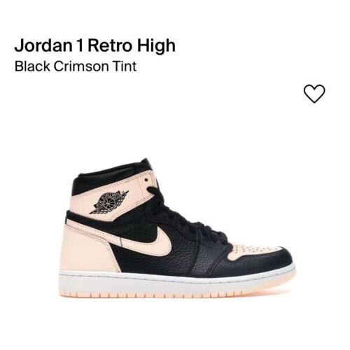 2018 Nike Air Jordan 1 Retro High OG SZ 6Y Black Crimson Tint White 555088-081