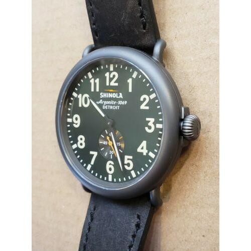 Shinola Runwell Watch with 47mm Emerald Green Face Blackishbrown Leather Band