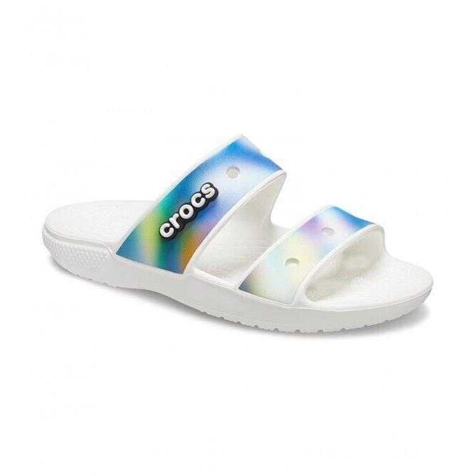 Crocs Classic Solarized 207771-94S Mens White Multi Slide Sandals Size 13 CRO243