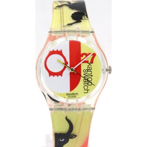 Swiss Swatch Originals Kanton Gloss Multicolor Watch 34mm GZ172