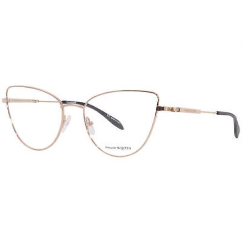 Alexander Mcqueen AM0268O 002 Eyeglasses Women`s Gold Full Rim Cat Eye 55mm