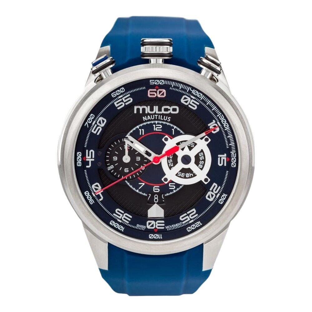 Swiss Quartz Chronograph Dive Watch with Blue Silicone Strap MW7-3754-021 by Mulco