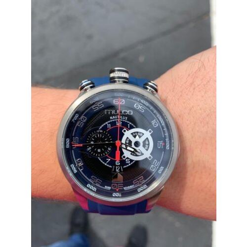 Mulco Swiss Quartz Chronograph Dive Watch with Blue Silicone Strap MW7-3754-021