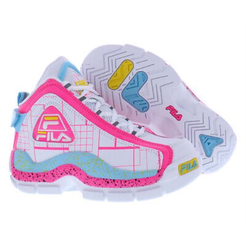 Fila Grant Hill 2 Girls Shoes - White/Pink/Blue, Main: White