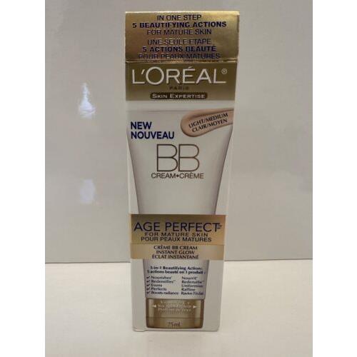 Loreal Light/medium BB Cream Age Perfect Mature Skin 2.5oz NO Spf