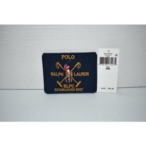 Polo Ralph Lauren Crest Canvas Leather Card Case in Navy 405914030001