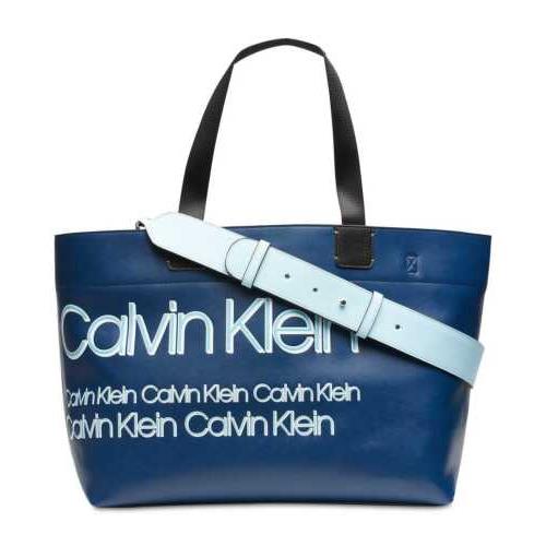 Calvin Klein Tannya Extra-large Logo Handbag Tote Navy - Exterior: Navy Combo