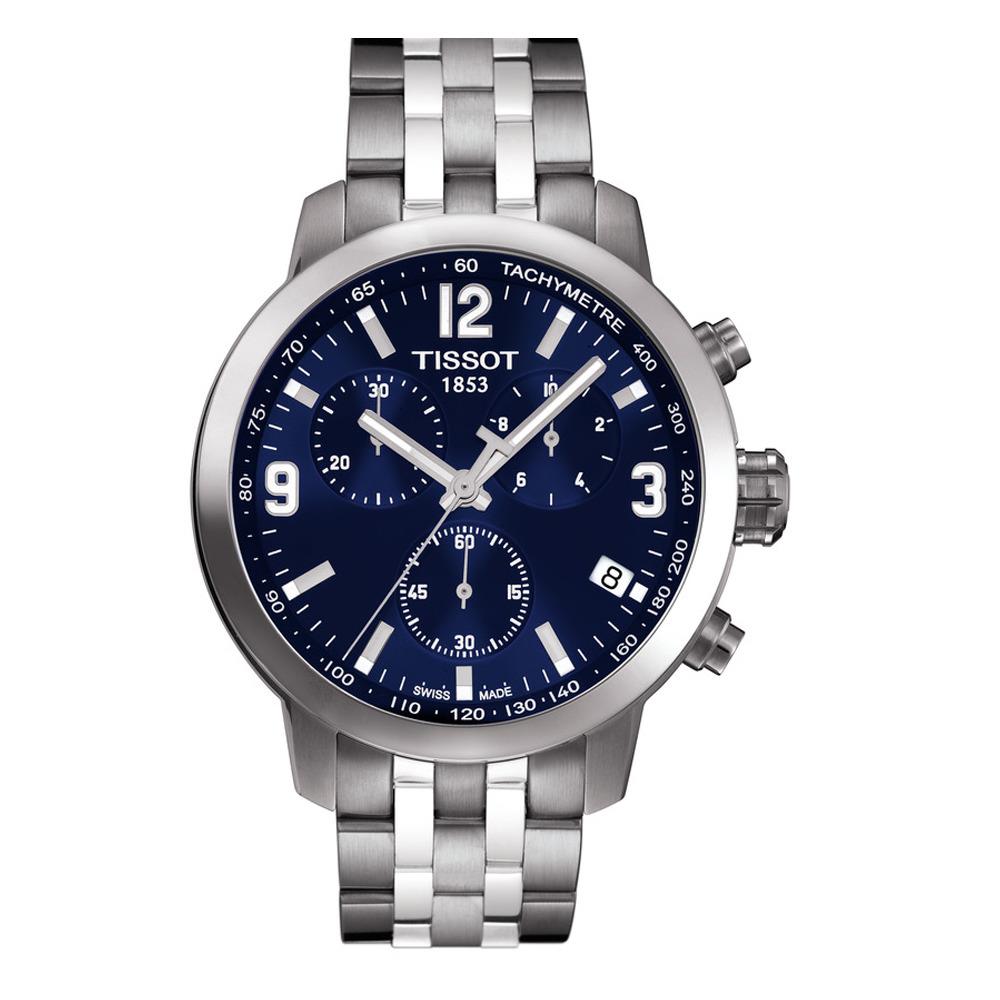 Tissot Prc 200 Chronograph Blue Dial Stainless Steel Men`s Watch T0554171104700