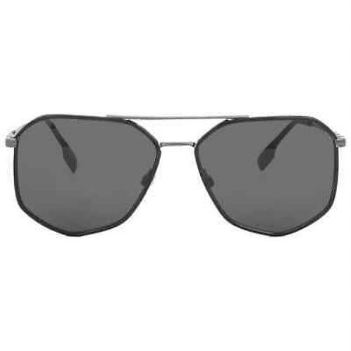Burberry Ozwald Dark Grey Geometric Men`s Sunglasses BE3139 114487 58 - Frame: , Lens: Grey