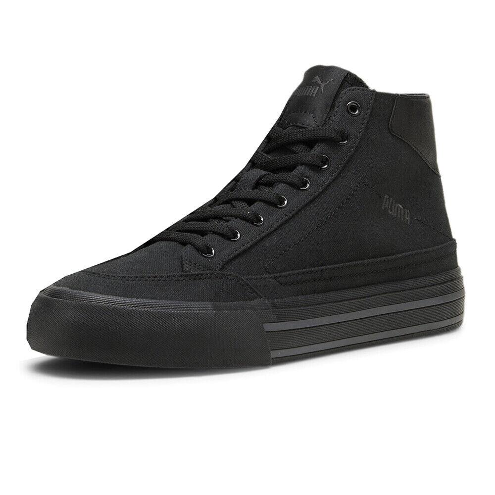 Puma Court Classic Vulc Mid High Top Mens Black Sneakers Casual Shoes 39614902