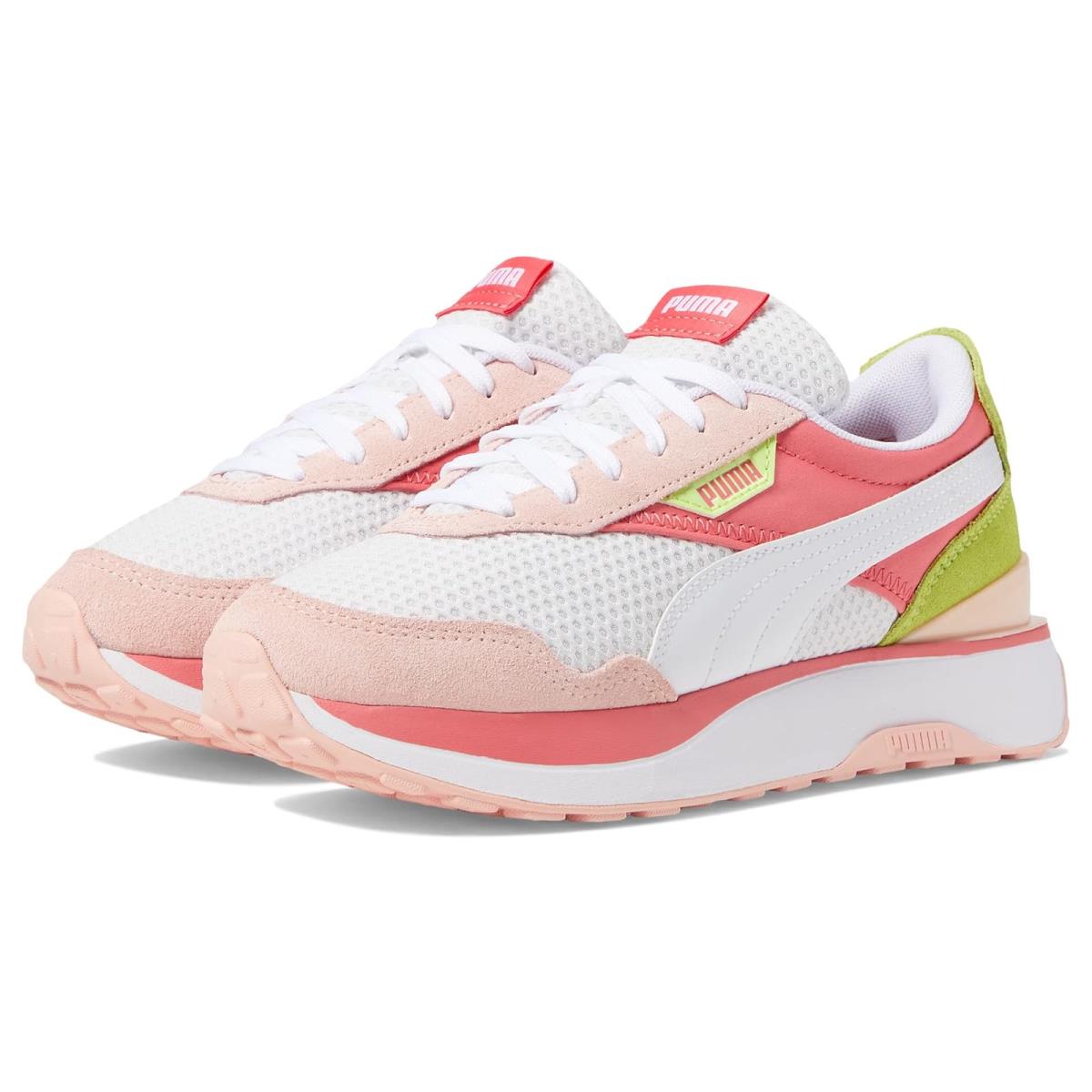 Girl`s Sneakers Athletic Shoes Puma Kids Cruise Rider Peony Big Kid Puma White/Loveable/Lily Pad