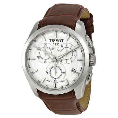 Tissot Couturier Chronograph Silver Dial Men`s Watch T0356171603100 - Dial: Silver, Band: Brown, Bezel: Silver