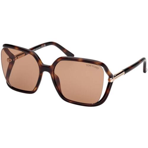 Tom Ford Solange-02 Women`s Cutaway Butterfly Sunglasses - FT1089 - Italy Dark Havana/Brown (52E-60)