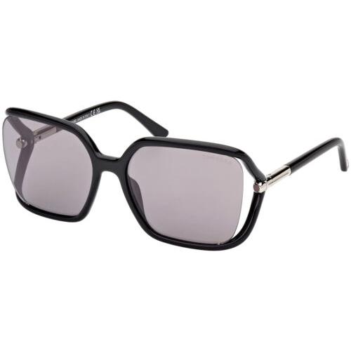 Tom Ford Solange-02 Women`s Cutaway Butterfly Sunglasses - FT1089 - Italy Shiny Black/Smoke (01C-60)