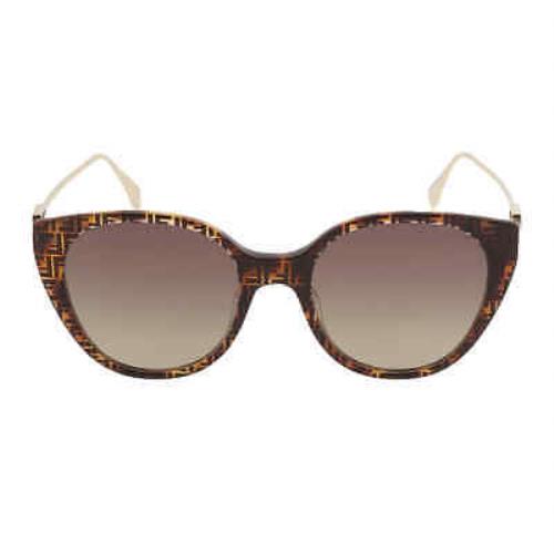Fendi Polarized Brown Cat Eye Ladies Sunglasses FE40047I 55H 54 FE40047I 55H 54