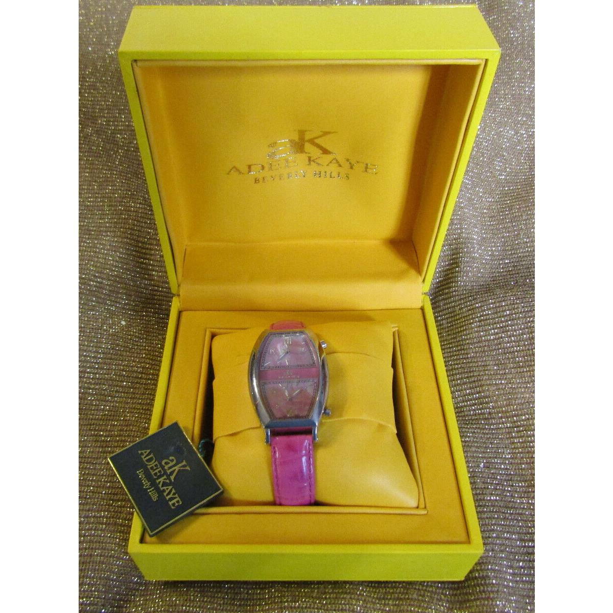 Adee Kaye Beverly Hills Nos Double Face Watch Pink Mother of Pearl AK148-1L