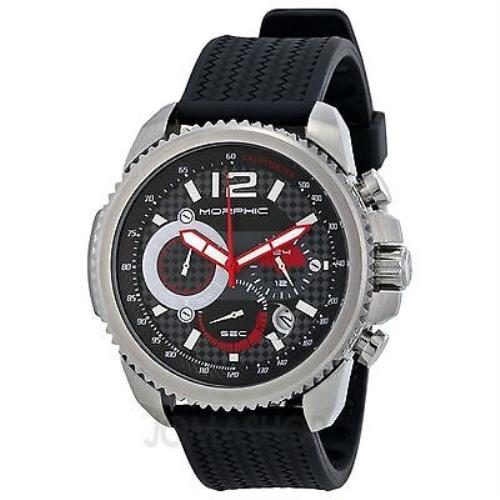 Morphic MPH2802 Mens M28 Black Silicone Band Red Accents Date Window Watch
