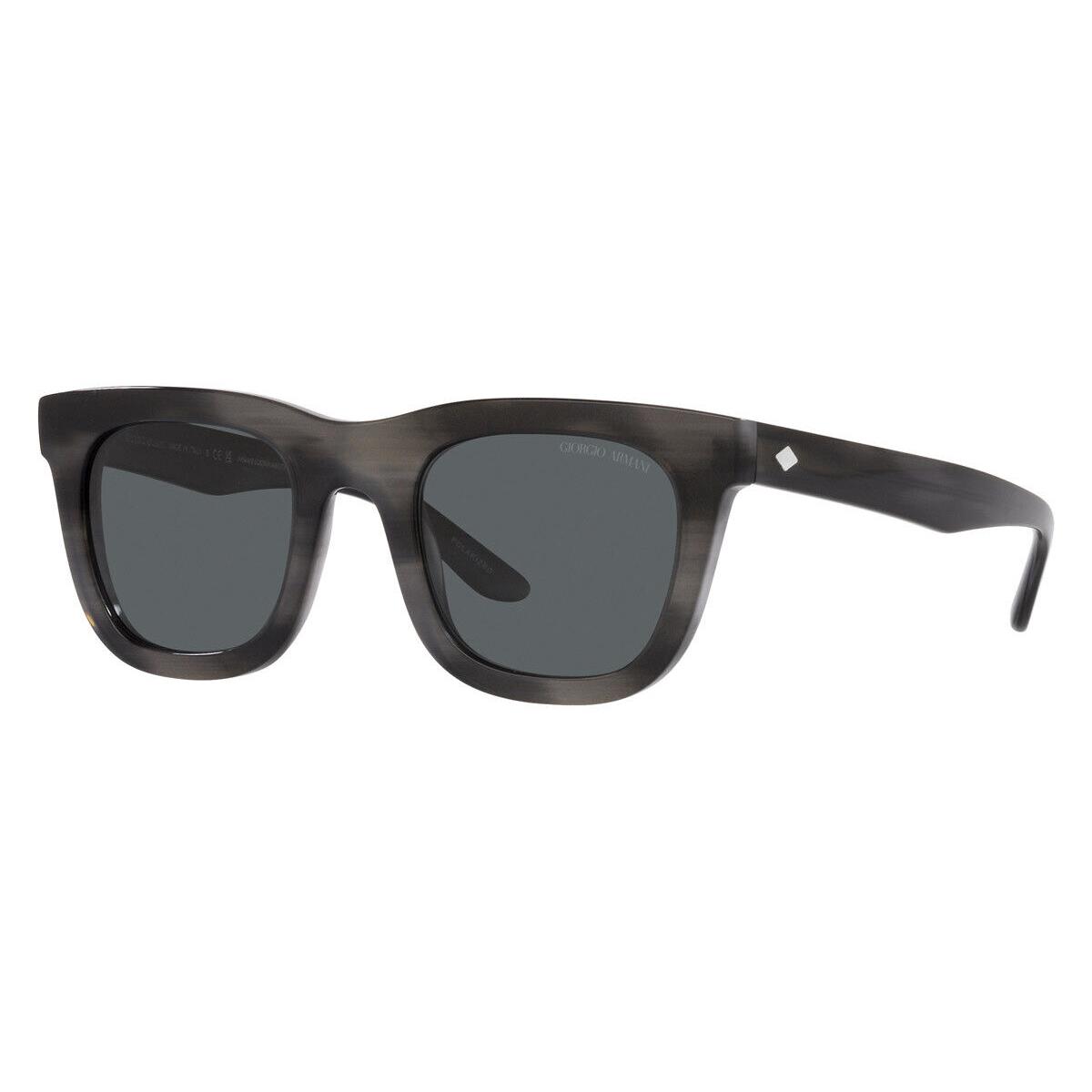 Giorgio Armani AR8171 Sunglasses Striped Gray Polarized Dark Gray 49mm