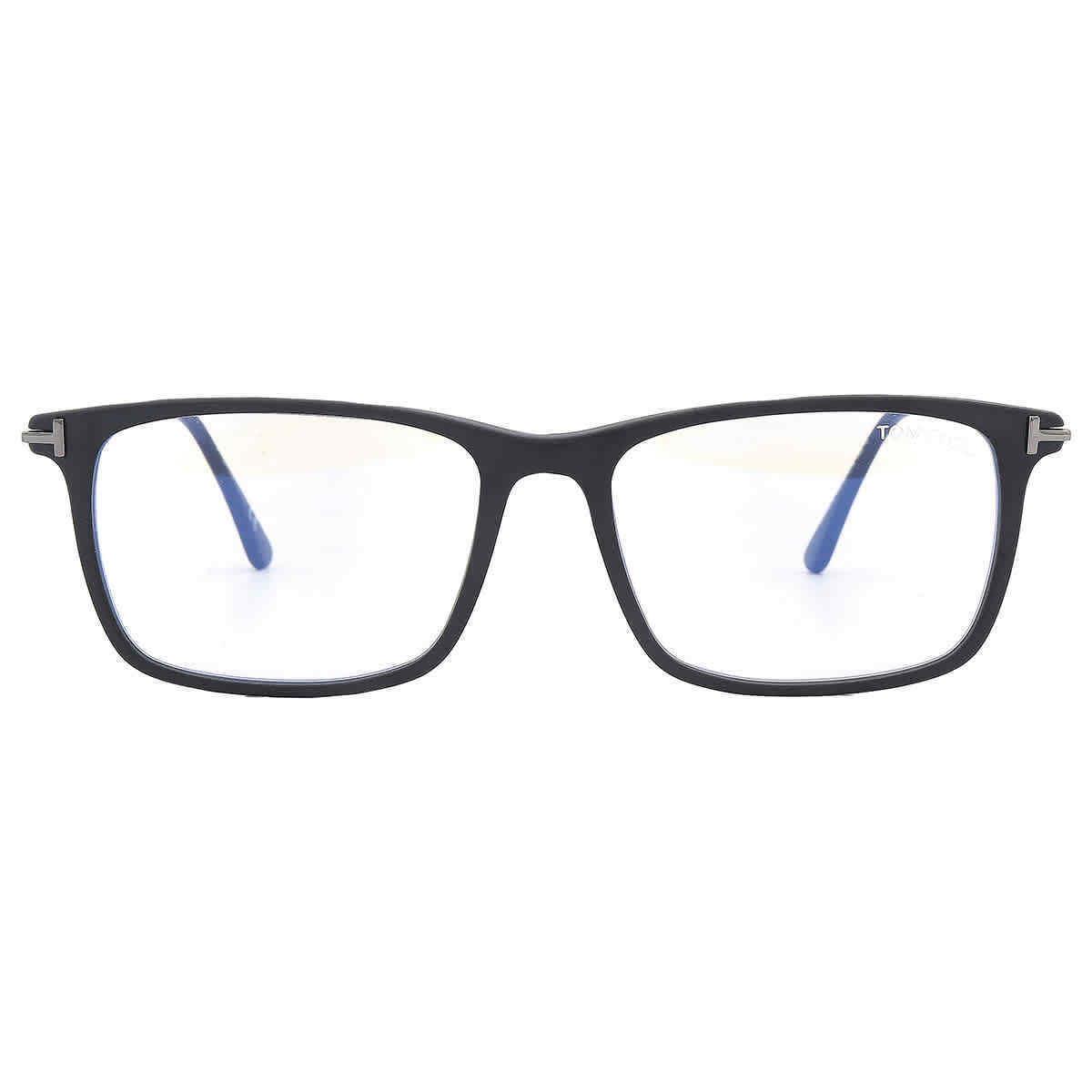 Tom Ford Blue Light Block Rectangular Men`s Eyeglasses FT5758-B 002 54