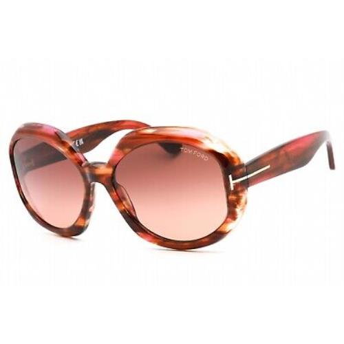 Tom Ford FT1011 55F Sunglasses Colored Havana Frame Gradient Brown Lenses 62mm