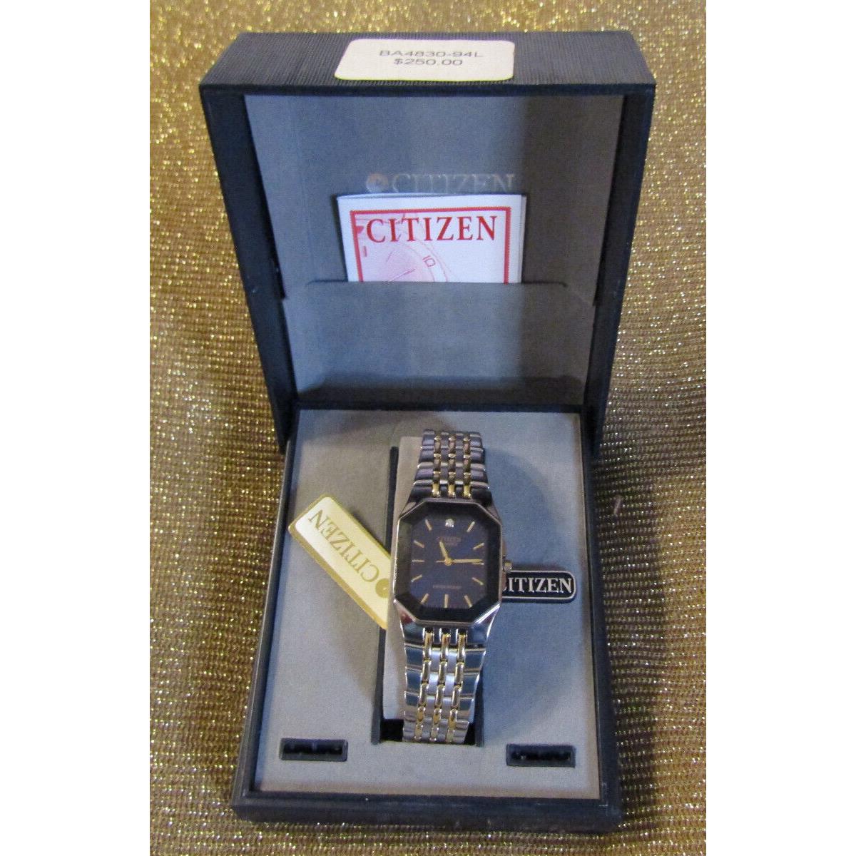 Citizen Rectangle Two Tone Band Blue Face Watch Old Stock 1032-B08251M