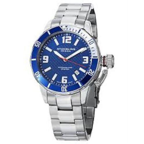 Stuhrling Original 676.02SET Men`s Aquadiver Blue Accented Quartz Watch Set