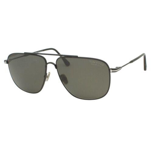 Tom Ford Len TF 815 02D Matte Black Polarized Men`s Sunglasses 58-13-145 W/case