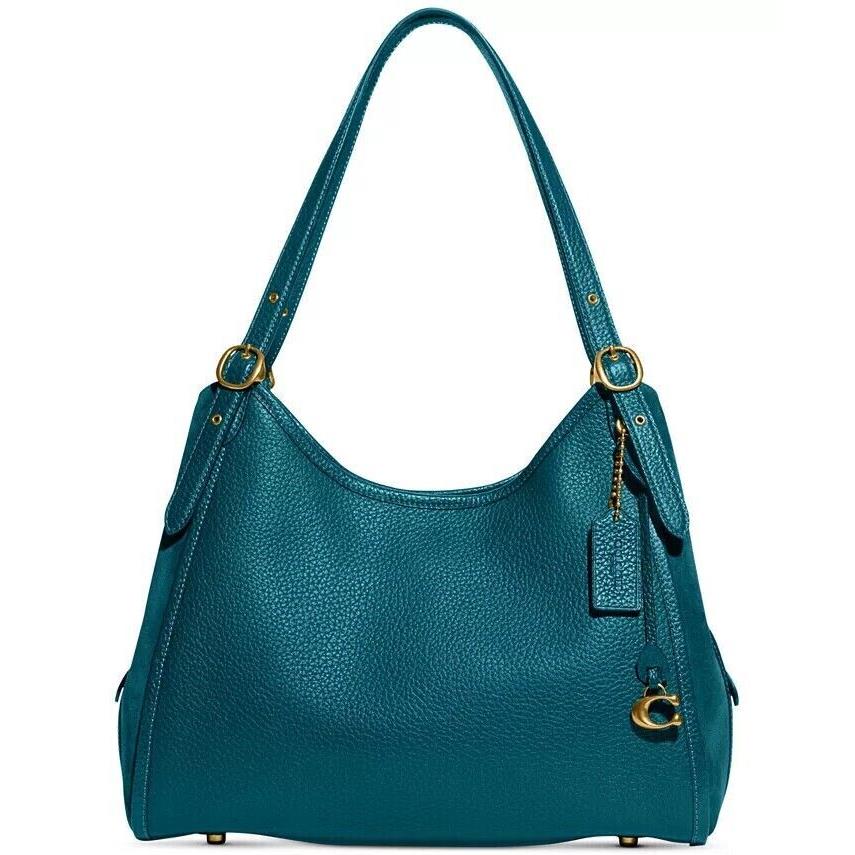 Coach Lori Soft Mixed Leather Shoulder Bag Deep Turquoise/brass Dust Bag