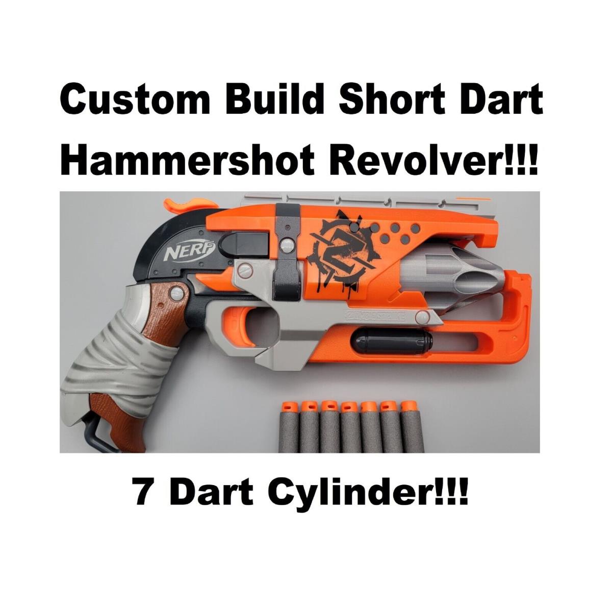 Nerf Hammershot Blaster Custom Build Half Dart 7 Shot Cylinder Modded Toy Gun