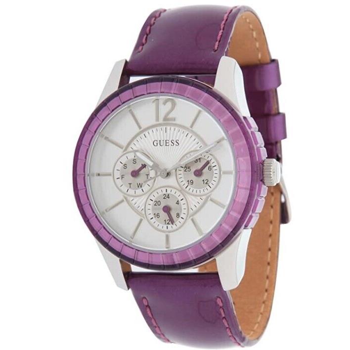 Guess Purple Leather Strap Multifunction 40mm Women`s Watch W95134L4