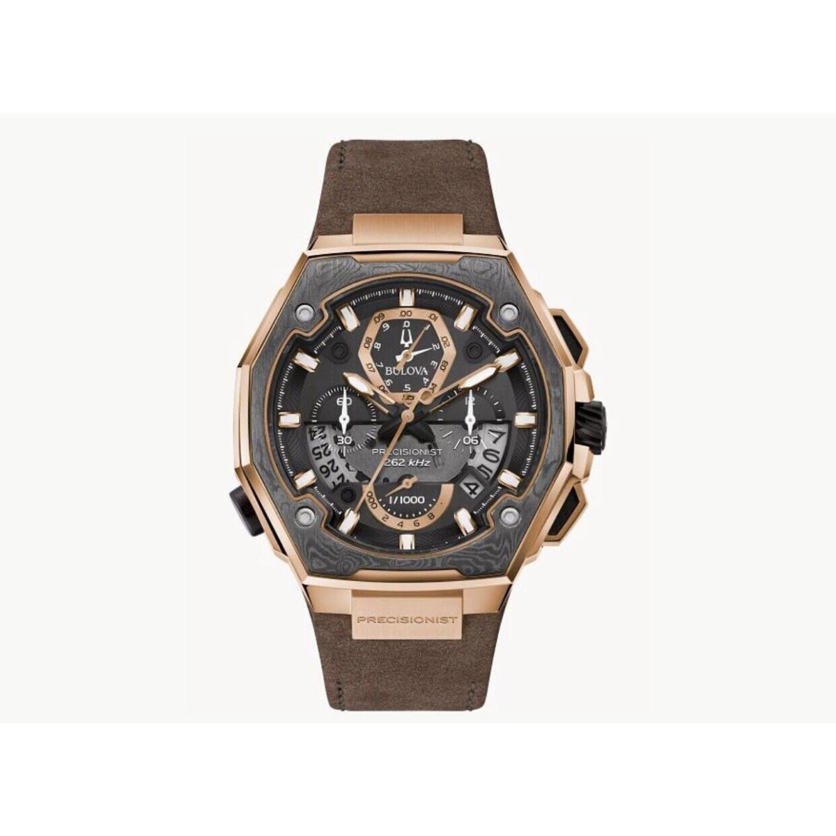 Bulova Precisionist. Series X. Rose Gold-tone. Black Dial Men`s Watch 98B356