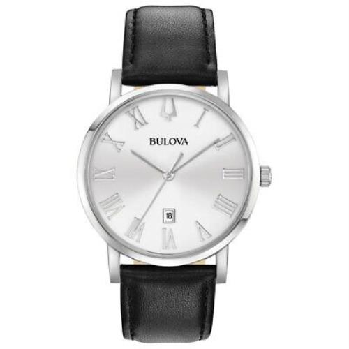 Bulova American Clipper 96B312 Men`s Quartz Watch - Dial: Silver, Band: Black, Bezel: Silver